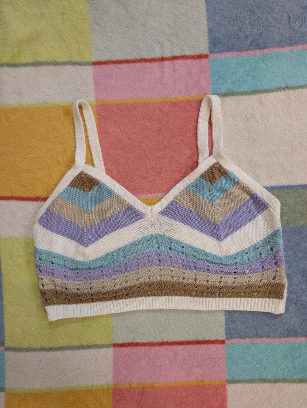 Almost Famous Striped Knit Cropped Cami Top Bralette